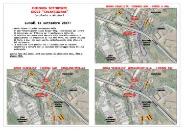 Terza corsia, da lunedì chiuso il sottoponte sulla Sr 222 “Chiantigiana” e traffico deviato sulla bretella di via Aldo Moro