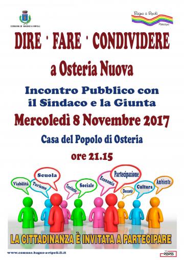 “Dire Fare Condividere”, mercoledì sera assemblea a Osteria Nuova “Dire Fare Condividere”, mercoledì sera assemblea a Osteria Nuova