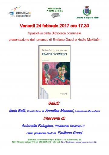 A tutto volume – Il 24 febbraio in biblioteca: Fratello come sei, romanzo di Emiliano Gucci e Hudie Maxituàn